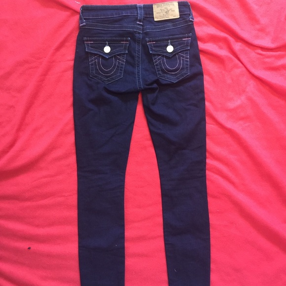 Dark skinny jeans. Pink details. Silver hardware. - Picture 2 of 6